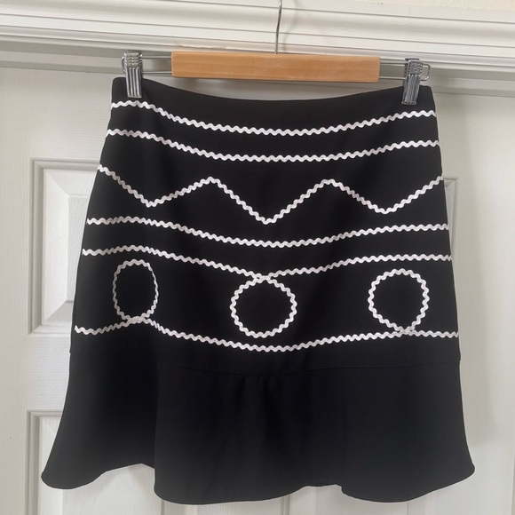 Fina Moça Black & White Ric Rac Retro Flounce Skirt Size 40 (approx. US 8) Artsy - Picture 2 of 15